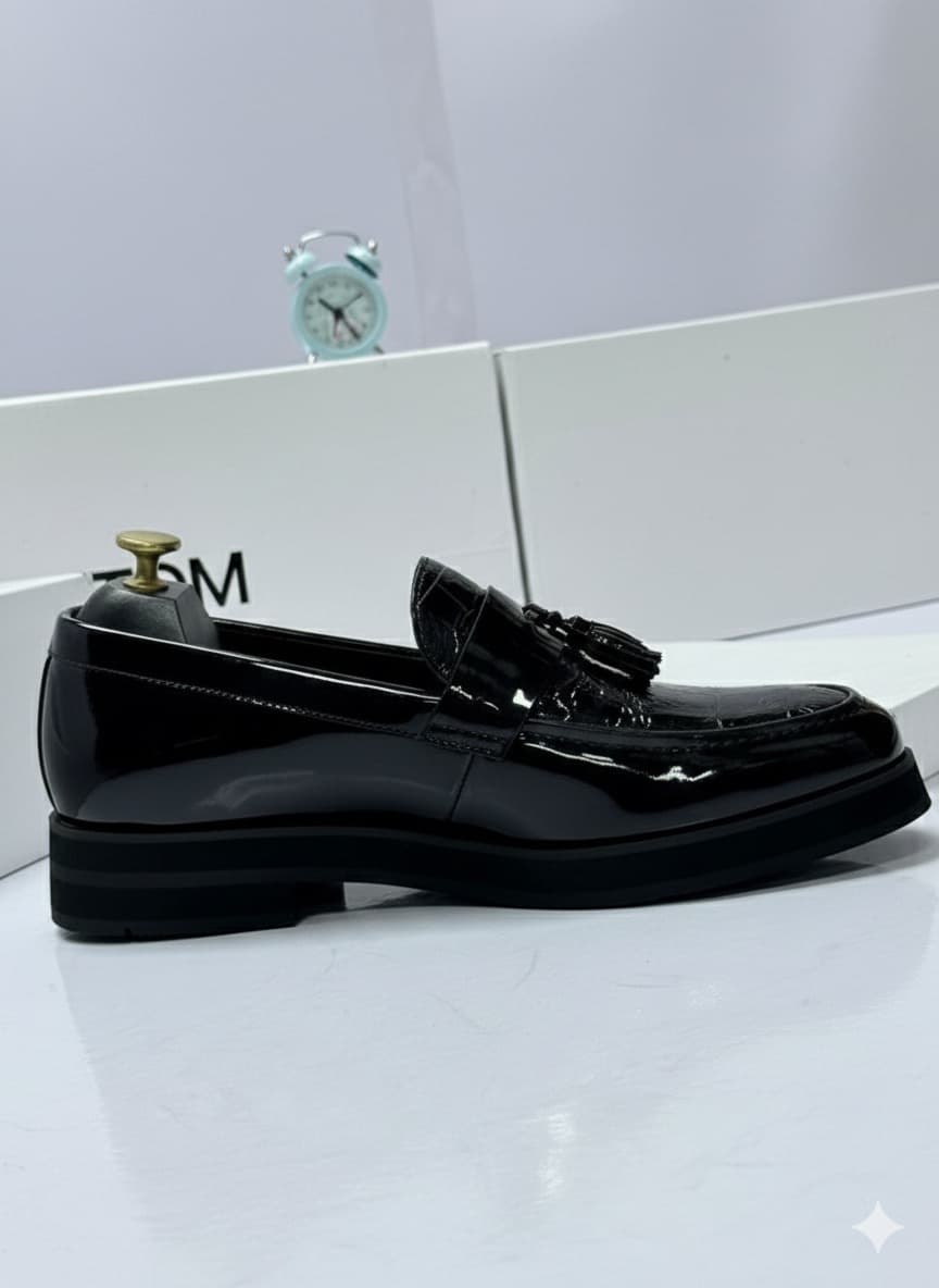 Men’s Cognac Leather Tassel Loafers Shoe