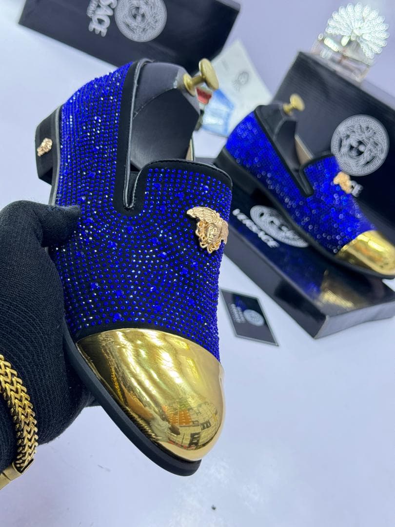 Royalty Studded Loafer with Gold Medusa Plaque